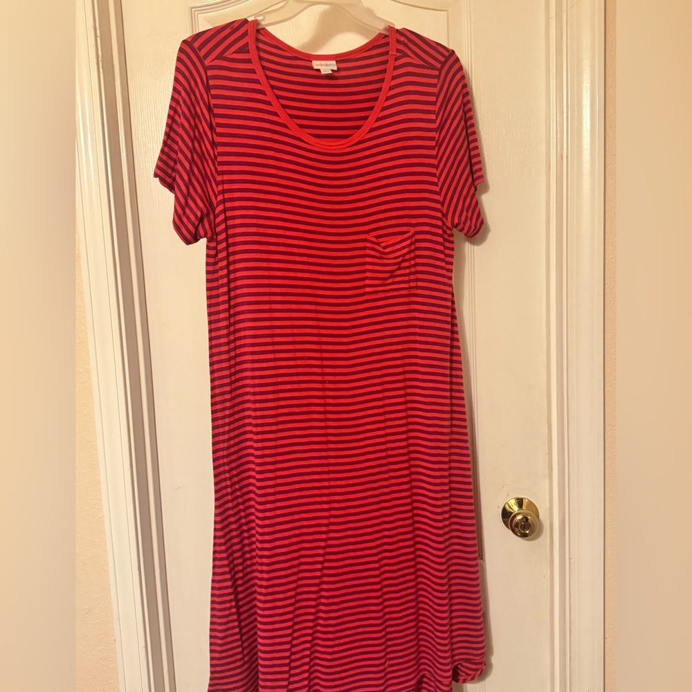 LuLaRoe Carly - Pink and Purple Striped Carly. XL